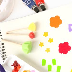 [문구티쳐] 민화샵 모양도장 미니 스펀지 도장 5종세트 유아미술 도장찍기 스탬프