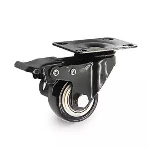 소형 흑색 바퀴 캐스터 4cm(1.5인치) 토탈락 회전브레이크형
