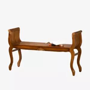 유캐슬 마호가니 빈티지 엔틱 원목 2인용 벤치