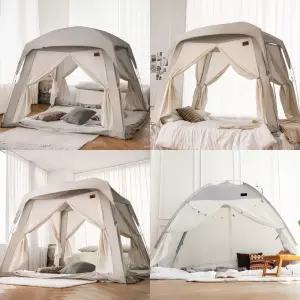 로티캠프 패브릭 수면 보온 실내 원터치 방한 침대 난방 텐트 싱글