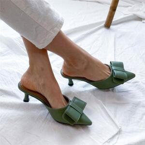 [오노마] ONM 리본 블로퍼힐 데일리 슬리퍼구두 스틸레토 플랫 뮬