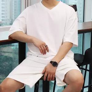 [우기브로]WRI 남자 빅사이즈 바이오가공 V넥 무지 반팔티