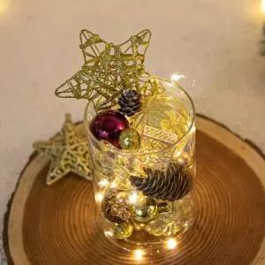 [텐바이텐]크리스마스 장식 화병 LED 골드 라인 글라스 set 21cm (DIY)