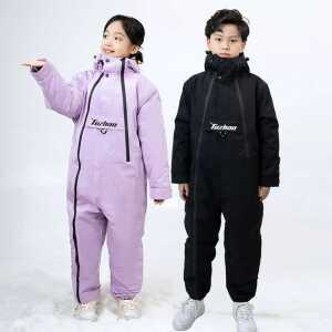 아동용 일체형 스키복 남아 여아 방한복 방풍 롱패딩
