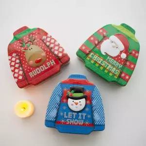 [텐바이텐]크리스마스 스웨터 틴케이스 철재인형 16.5x16.5x6.5 cm 산타 루돌프