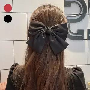 [하프클럽/]여자 왕리본 자동 빅리본 실크 베이직 헤어핀