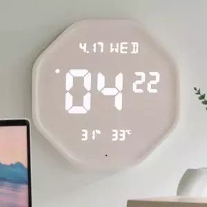 [텐바이텐]플라이토 무선 루나 헥사곤 온습도 와이파이 LED 벽시계