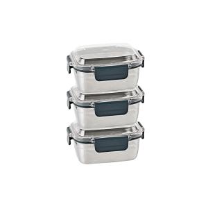 글라스락 클린 스텐 밀폐용기 직사각 600ml 3개 세트, 1개