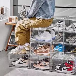 [텐바이텐]프리미엄 투명 측면 적층구조 자석 신발수납장 shoe box