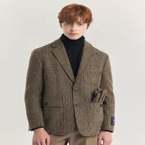 헤지스 남성 24FW [MOON TWEED] 베이지 트위드 울 헌팅 자켓 HZJA4D407I3