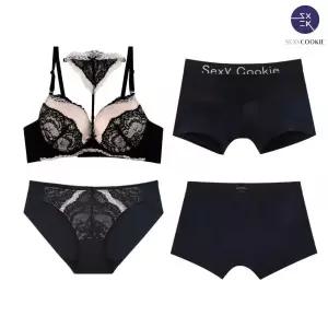 [롯데백화점]섹시쿠키 라비앙 블랙 초커 브라 커플속옷SET1 SCWBA701SCWPA701SCMDA701
