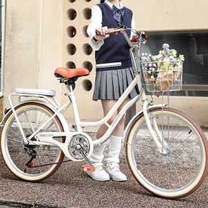 클래식 여성 자전거 바구니 24인치 핑크 통근 초경량