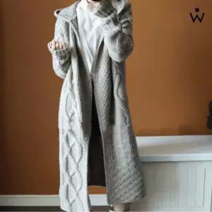 [위시드]후드넥 다이아 짜임 롱 니트 오픈 가디건(WIACCD103)