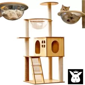 안전 캣타워 펫 먼치킨 미니 낮은 캣 워크 창문 폴 기둥 원목 소형 대형 고양이 풀옵션