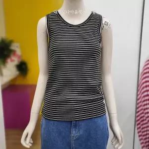 [베네통]  비비 골지 스트라이프 티셔츠 BATS50431 BK_DJ