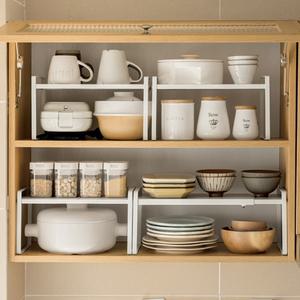 알뜰살림 길이조절 주방선반 접시 그릇 정리대 냄비 후라이팬 정리함