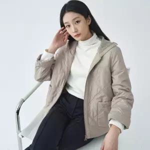 [지센]다이아퀼팅 후드 배색 점퍼 LSJPO153_LB