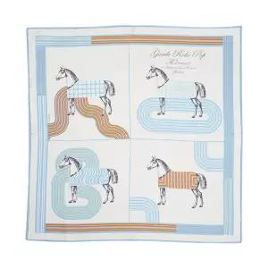 [중고명품] 라이트블루 실크 가르드 로브 팝 까레 스카프