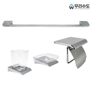 우리수도 SW600 크롬 4품 국산 욕실 악세사리 휴지걸이 비누대 수건걸이 컵대 욕실소품
