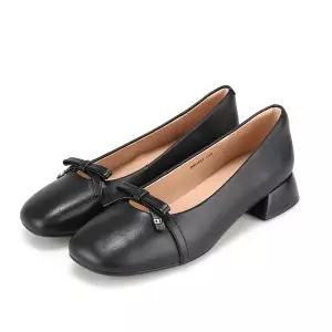 [BABARA][본사운영] 바바라 양가죽 리본 장식 여성 펌프스 3cm_BBH552