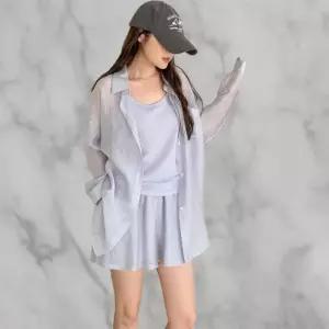 여성 여름 루즈핏 블라우스 민소매 반바지 3종 세트