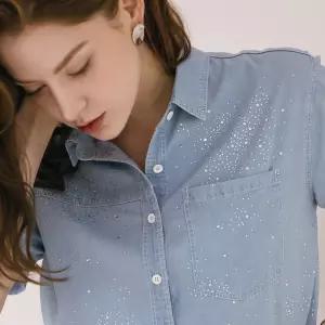 [막스까르띠지오]갤럭시 비즈 반팔 썸머 데님셔츠