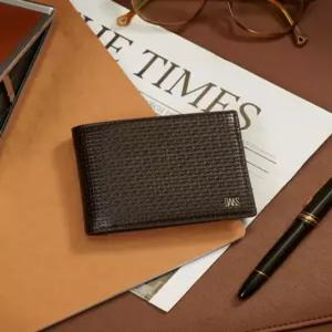 닥스 액세서리 남성 24FW [스테디셀러]브라운 짜임패턴 소가죽 반지갑 WBWA4F218W3