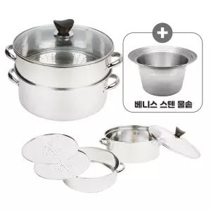 (세트) 구떼 명품 스텐 2단찜기 + 베니스 스텐 물솥