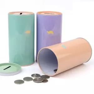 철제 원형 일러스트 저금통 X3개 (랜덤) 동전 저축 (WA0739B)