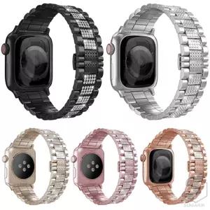 애플워치11 10 9 8 7 SE 6 5 4 3 2 1 울트라 호환 스톤큐빅 스테인리스 스틸 메탈
