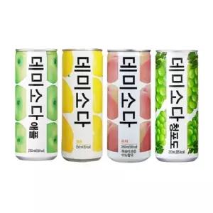 데미소다 250ml 4종 혼합 / 애플 12개 + 청포도 6개 + 복숭아 6개 + 레몬 6개 / 총 30개