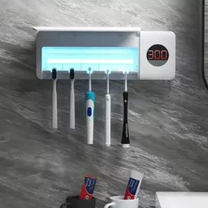 뉴엔에스 가정용 무선 칫솔살균기 무타공 벽걸이 충전식 uv칫솔살균기