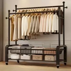 우아플레이스 이동식 수납 튼튼한 트롤리 행거 2단 1200