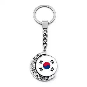 대한민국 태극기 열쇠고리 360도 회전 애국 기념품 키체인 한국 커플 선물용 국기