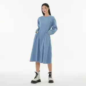 [made by LAP] 데님셔링 주머니 롱 원피스 AP1DO263