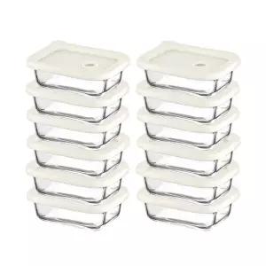 내열오븐유리 촉촉한 즉석한끼용기(직사각형 370mlx6p)-2개 밥용기 유리용기 냉동밥보관 찜기 반찬통