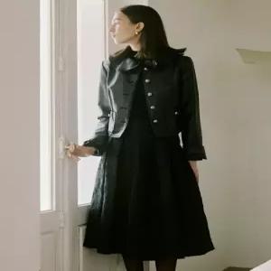 자가드 플레어 A라인 스커트/S253M352