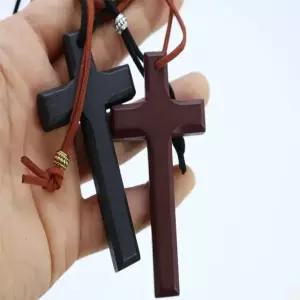 원목 십자가 목걸이 차량용 우드 십자가 브라운 (WFK7L5B)