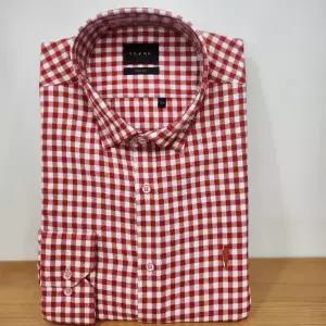 [예작] YJ1WBS363 오렌지 기모 체크 스냅버튼 슬림핏 긴팔셔츠