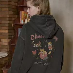 [2-WAY] 치즈베리 피그먼트 후드 집업 스모크블랙