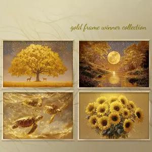 골드 프레임 위너 컬렉션 시즌4 중형 1종 (나무/보름달/거북이/해바라기 중 택1)