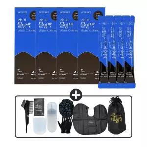 씨드비 물염색 시즌2 프리미엄 새치 커버 다크 브라운 4회분x4박스+염색도구