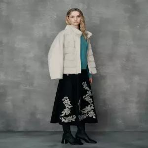 닥스 여성 25FW 라이트그레이 밍크퍼 배색 알파카 코트 DLCO5D113G1