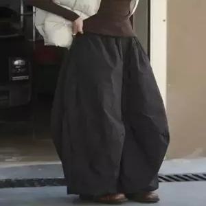 여성 겨울 바지 입체 하이웨스트 기모 캐주얼 오버핏 힛템