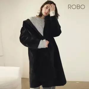 로보 25F W 리버시블 싱글 롱 후드무스탕