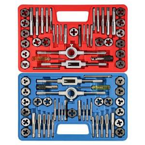 Anfreer 80pcs 탭 및 다이 세트, SAE 메트릭 렌치 표준 M3 ~ M12 거친 미세 재삽입 스레드 비트, 외부 내부 절단, NC, NF, NPT 수리 도구