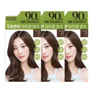 려 두피편한 검은콩 염색약 120g 5.0 애쉬브라운, 3개