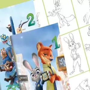 주토피아 그림 그리기 동물 주디 닉 색칠공부 드로링북 도안 책 유아놀이