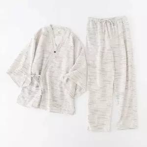 일본 진베이 잠옷 기모노 검은 여름 유카타 남성