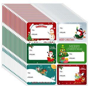 60개 크리스마스 태그 라벨, 8가지 디자인의 자체 접착식 선물 스티커 트리 눈사람 휴일용 순록 이름표 종소리 산타